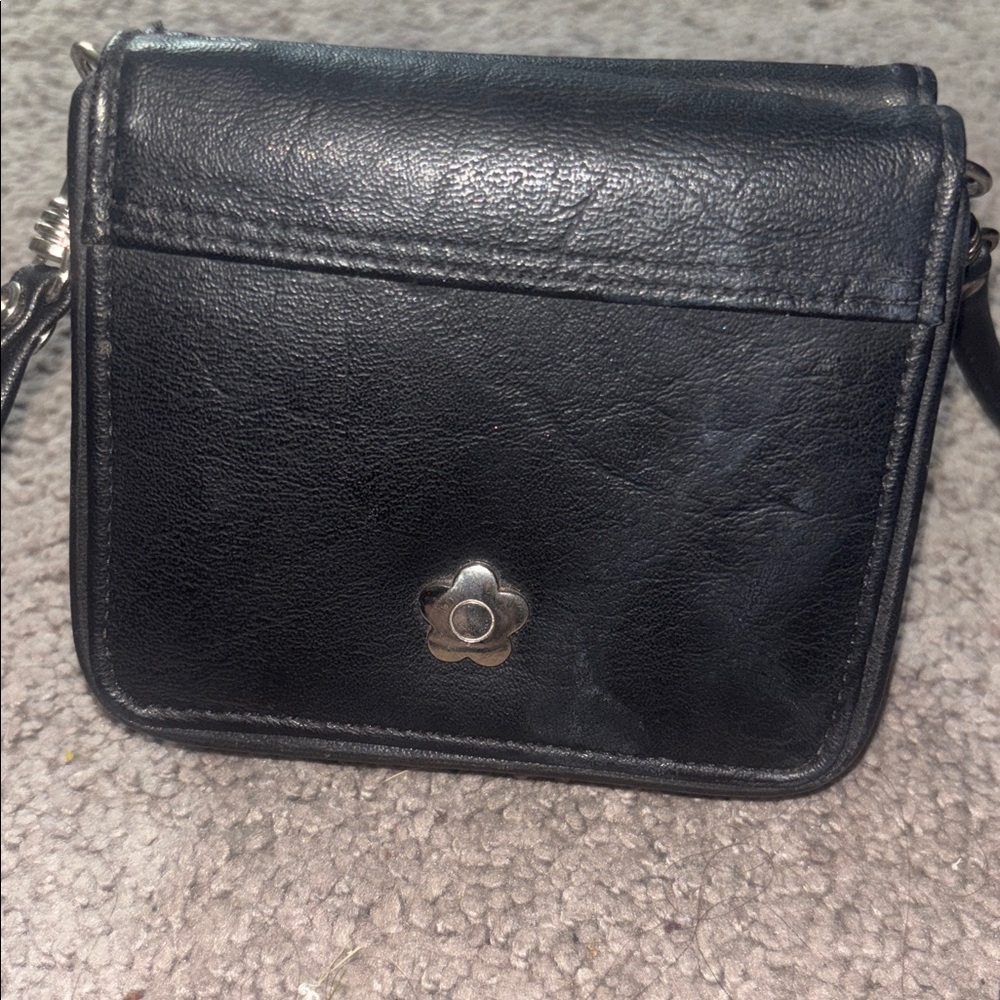 Women’s Black Crossbody Bag with Floral Accent